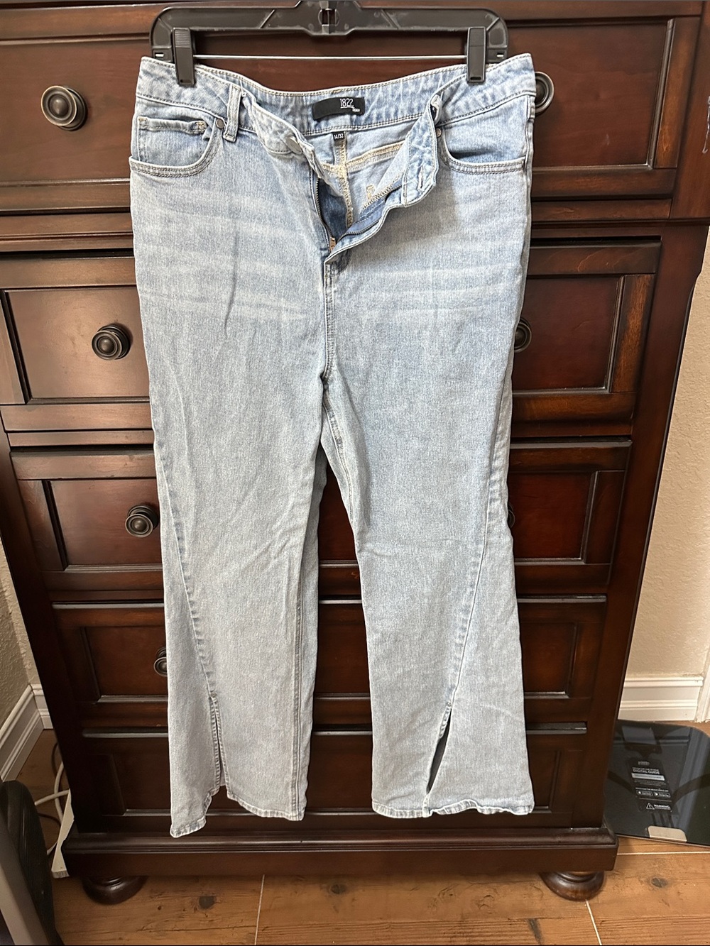 1822 Denim Light Blue Flare Jeans with Front Slits